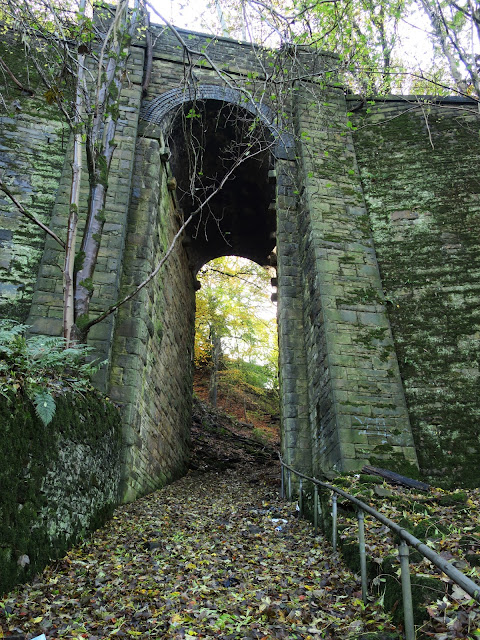 Path in woods under tall railway arch. 2nd November 2020 Path in woods under tall railway arch. 2nd November 2020