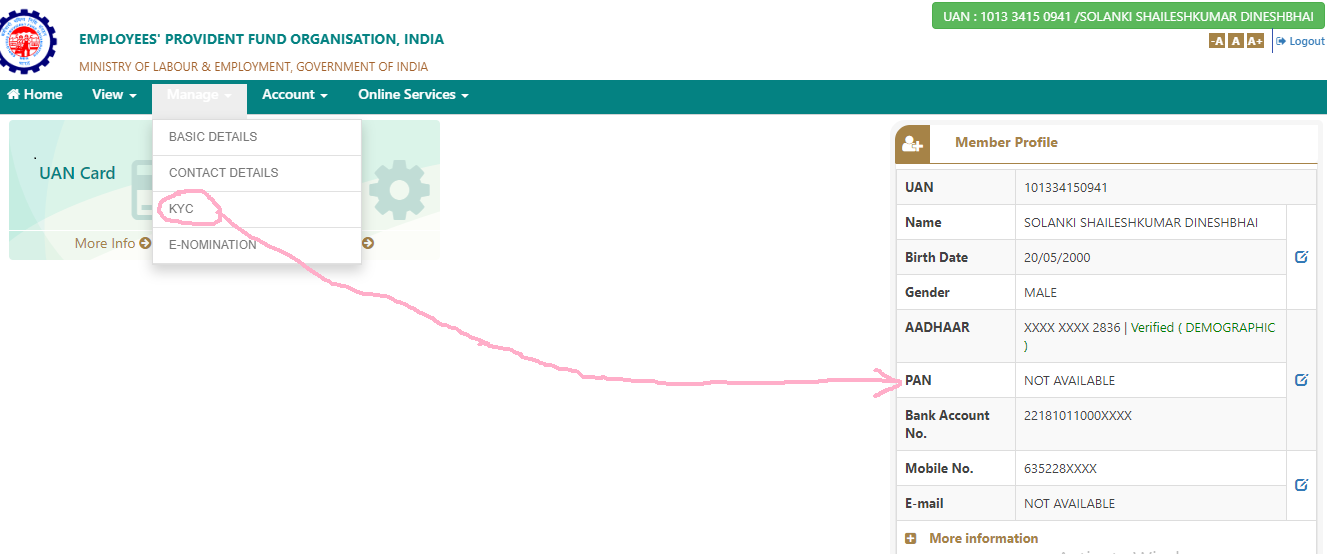 how to pan card kyc in epf account Easy Step to Kyc Pancard epfo
