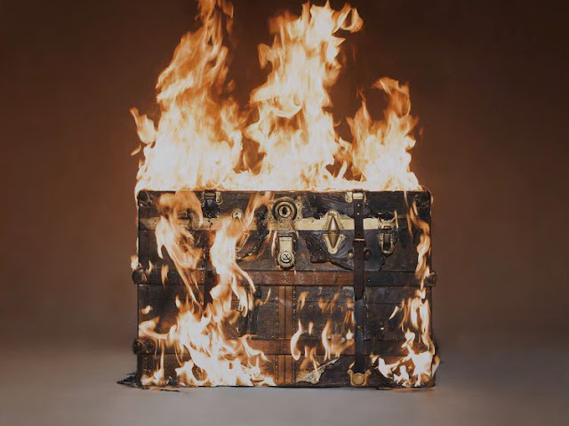 Louis Vuitton Trunk on Fire by Tyler Shields