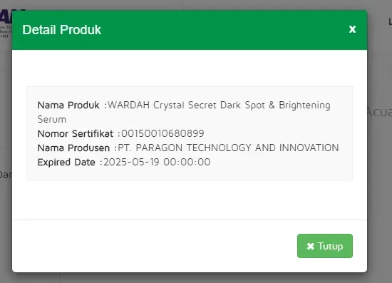 cek halal wardah crystal secret dark spot & brightening serum