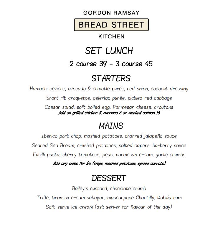 Entree Kibbles Bread Street Kitchen by Gordon Ramsay 2Course