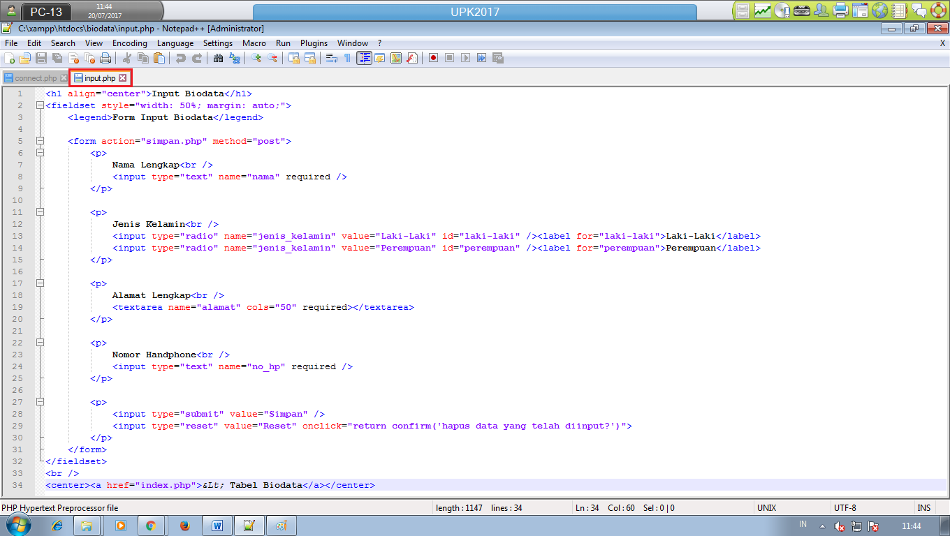 TUTORIAL MEMBUAT FORM BIODATA SEDERHANA (Input, Edit, Delete)