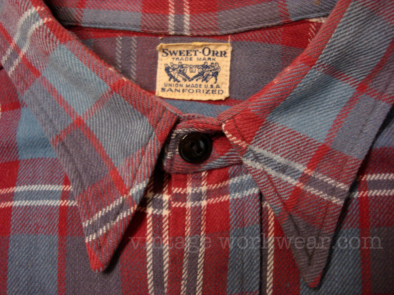 vintage workwear: Vintage 1950s SWEET-ORR Yarn-Dyed Flannel Work Shirt