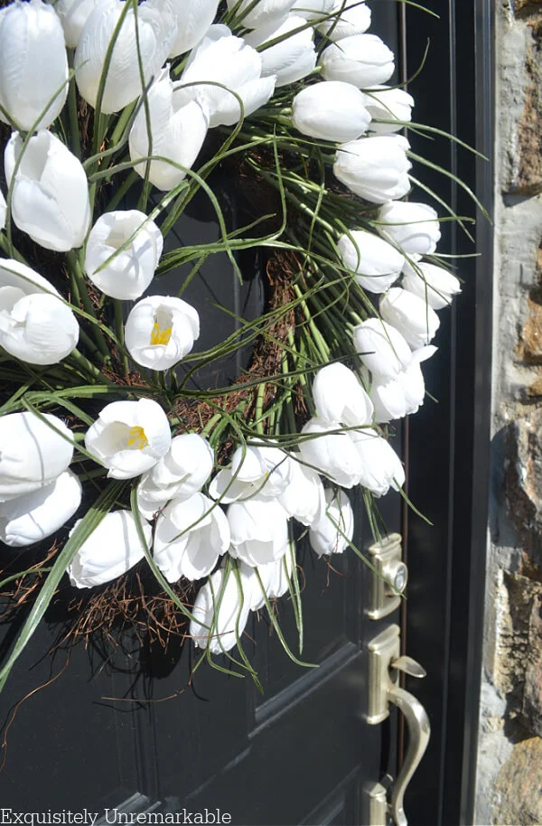 White Tulip Wreath on black door