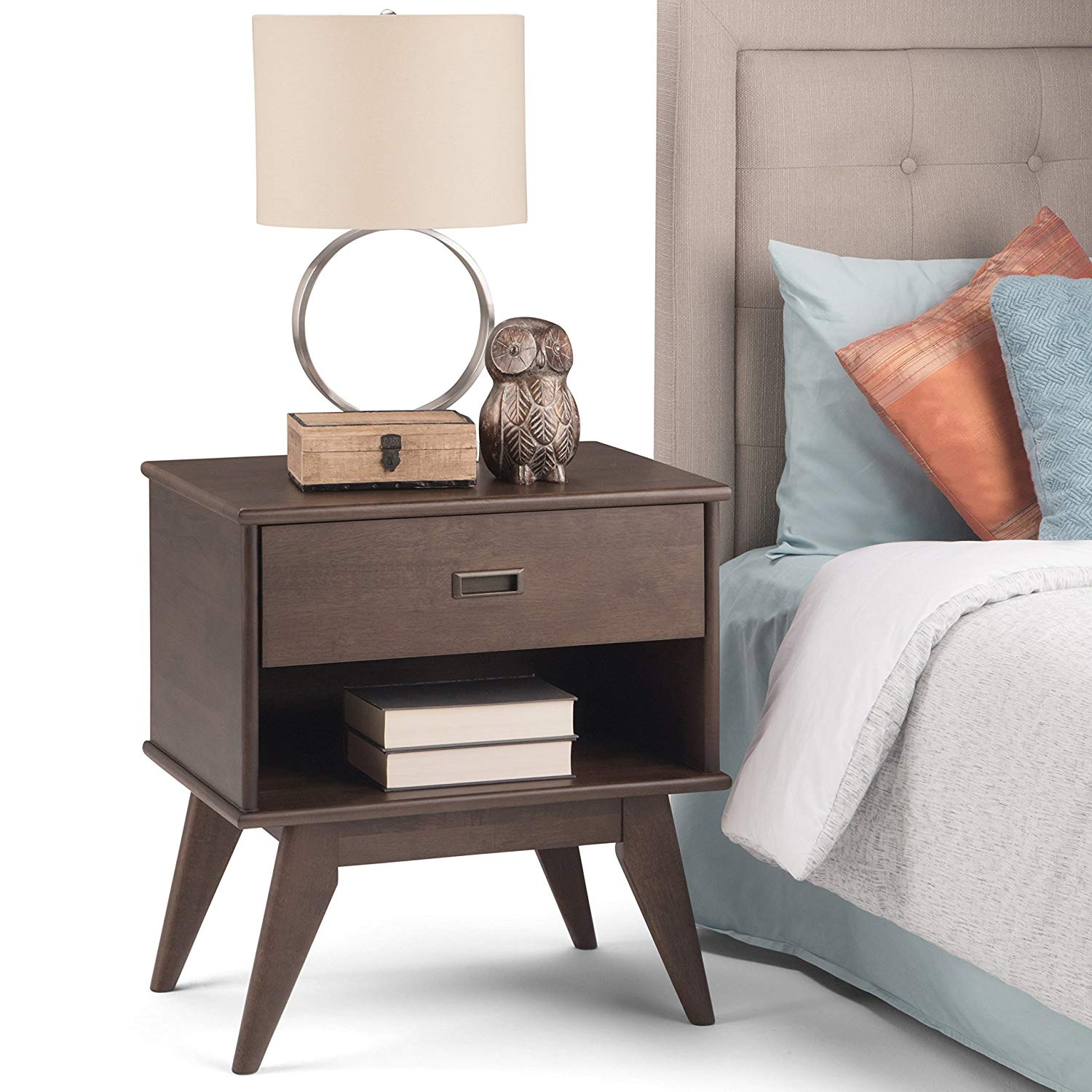 Mid Century Modern Bedside Table with One Spacious Drawer Home