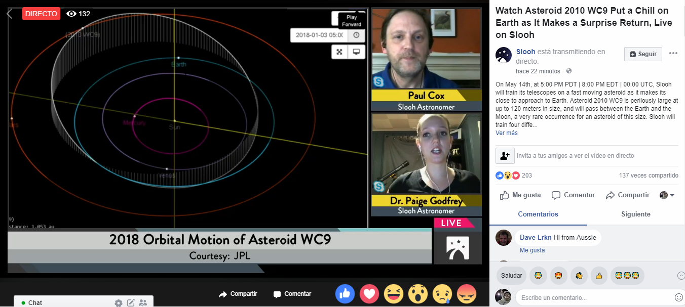 Sta passando l'Asteroide 2010 WC9 tra la Terra e la Luna, diretta streaming live chat su Facebook