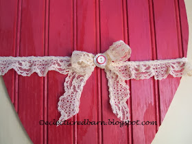 Eclectic Red Barn: Painted bead board heart with lace