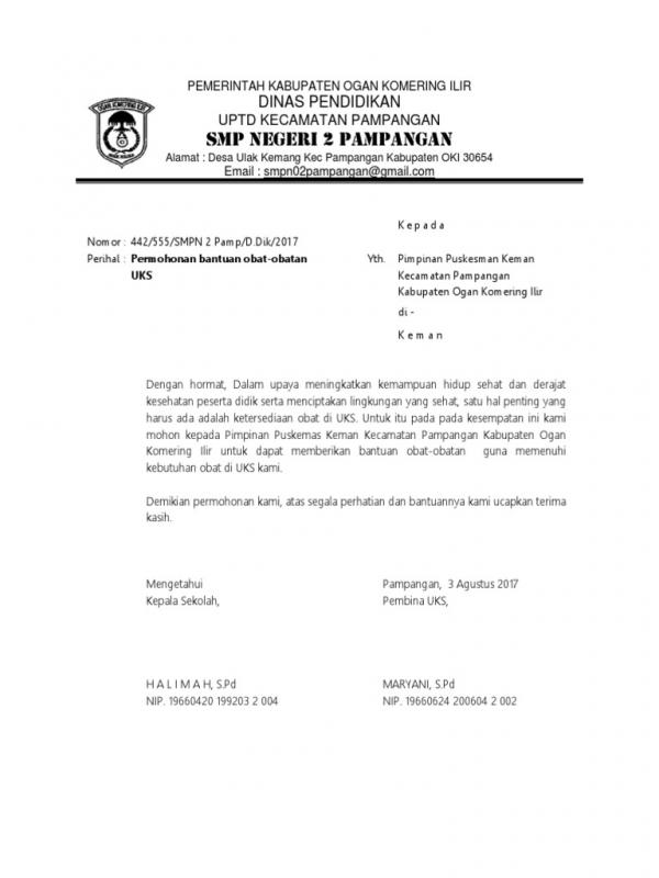 Contoh Surat Permohonan Bantuan Masker