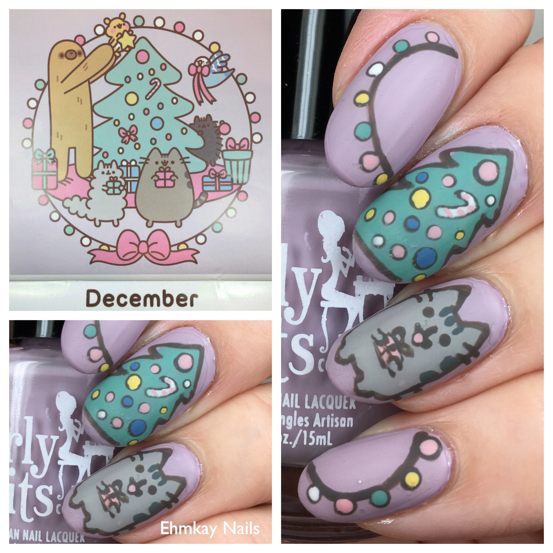 ehmkay nails Pusheen Calendar Series Pastel Pusheen Christmas