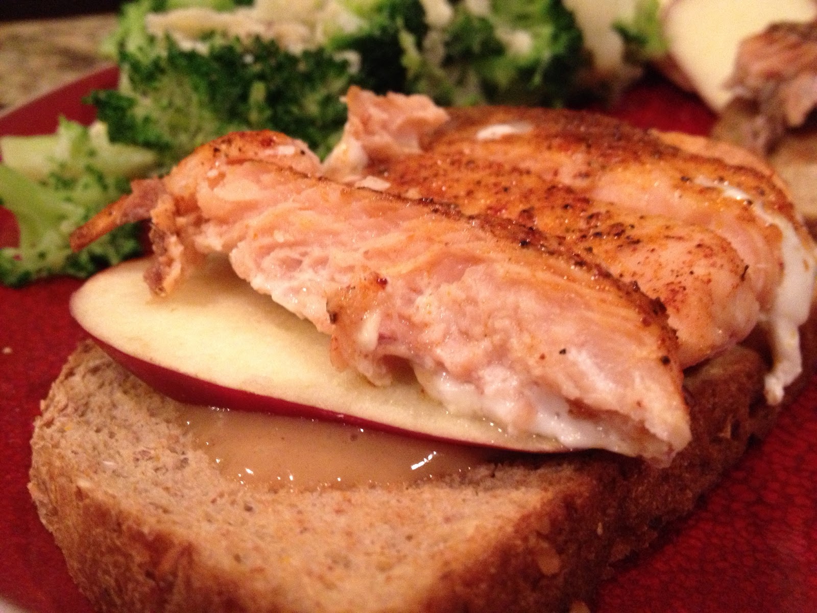 The Food Driven Life Open Faced Salmon Sandwich with Honey Mustard