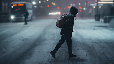 HD wallpaper lonely man, Citu, Street, Snow