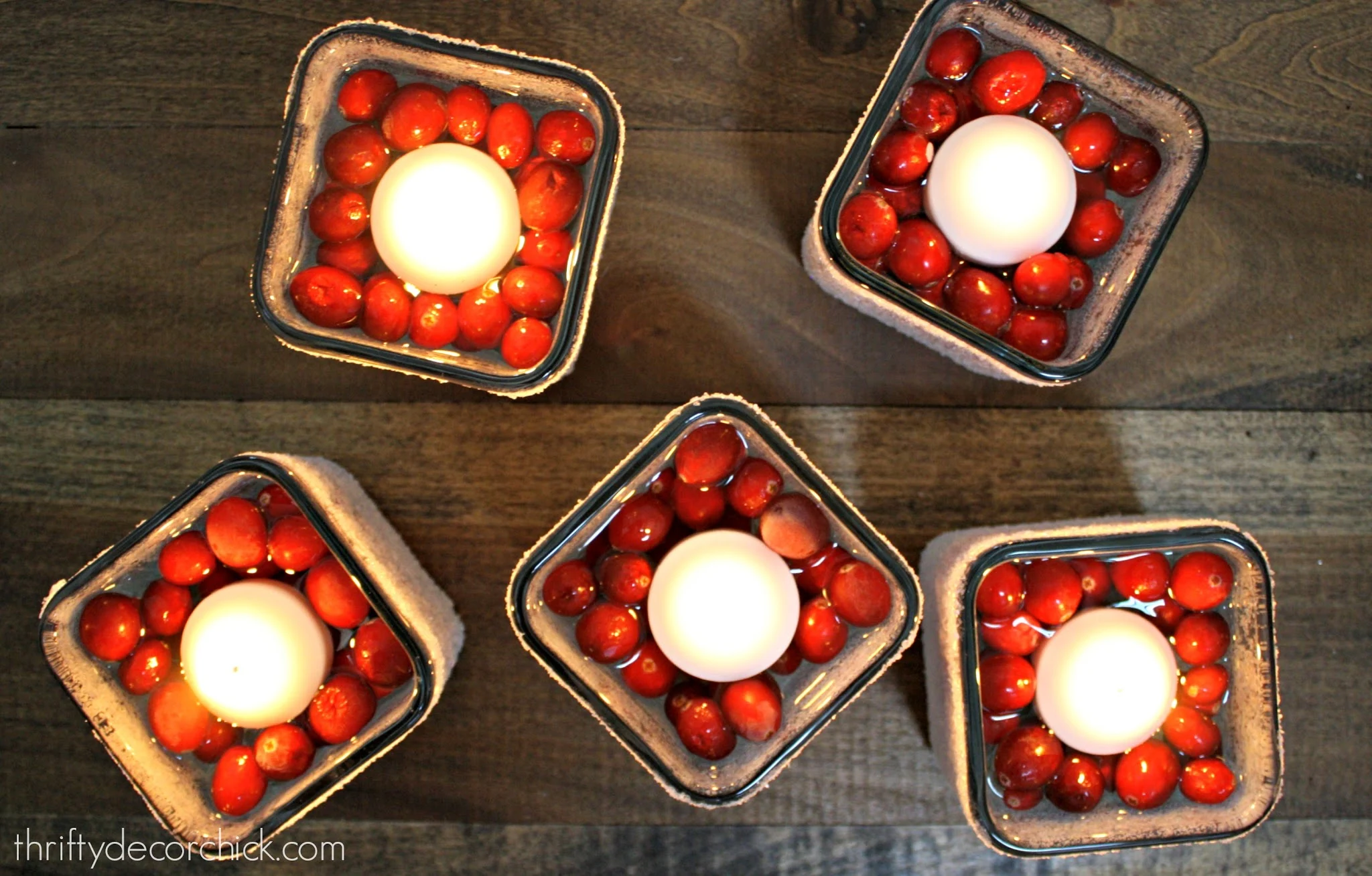floating cranberry holiday candles