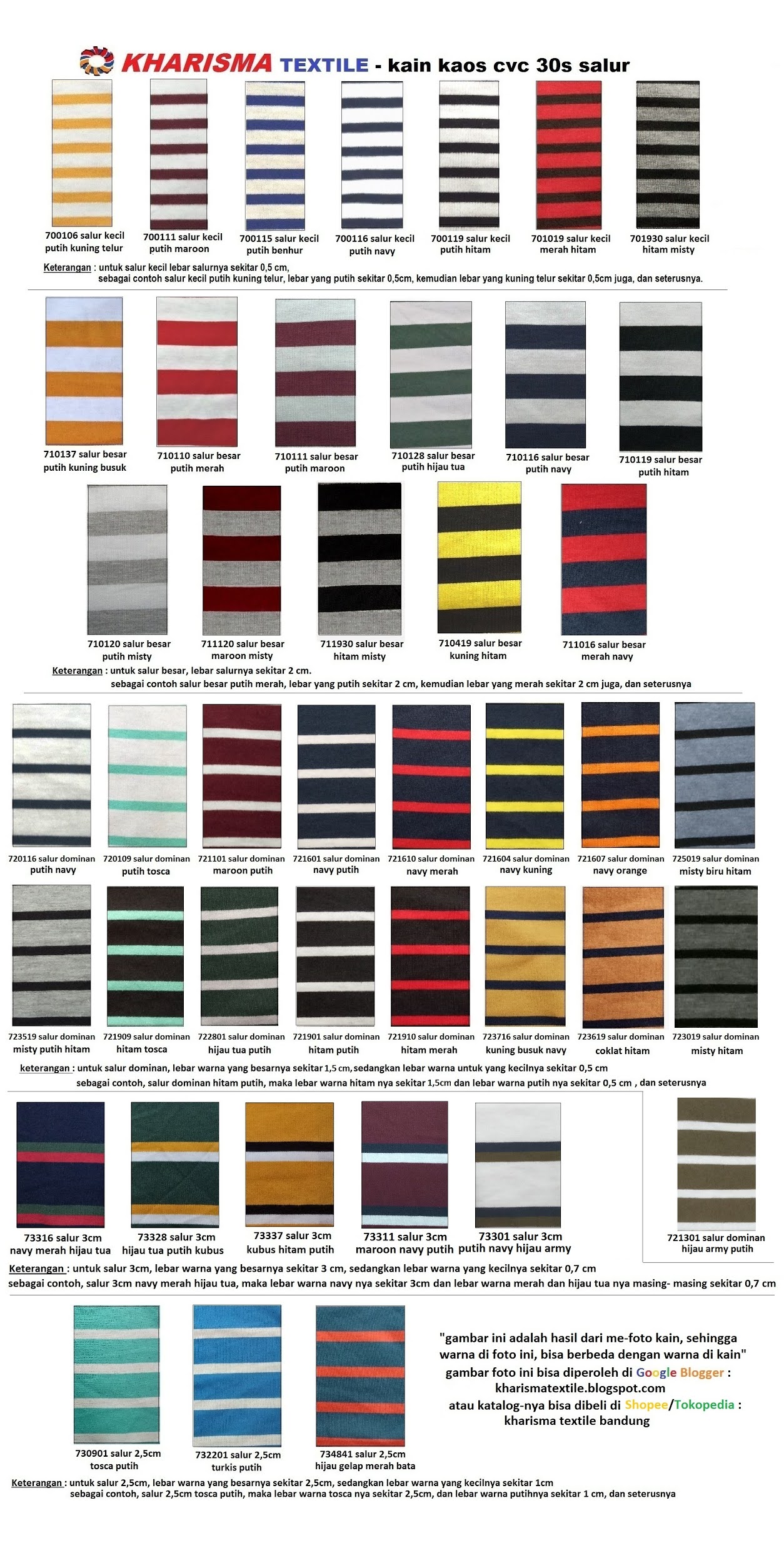 Kharisma Textile Bandung Kain Kaos CVC30s Salur Stripe