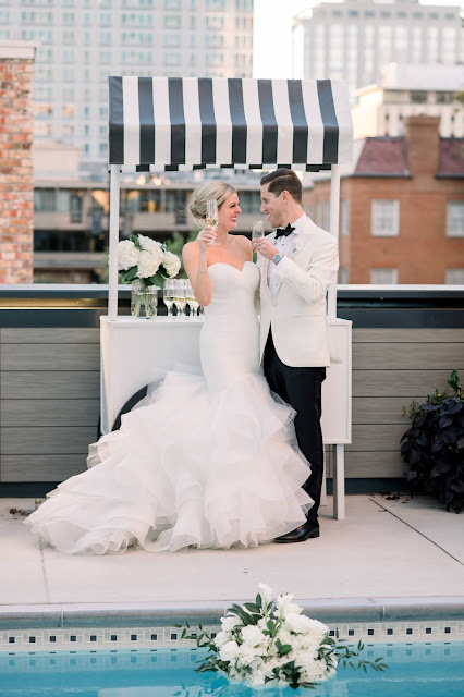 St. Louis Wedding Photographer & Videographer | Black & White Minimalist Wedding | Jewish Wedding | Rooftop Poolside Wedding