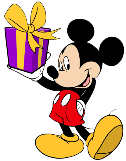 Mickey mouse con regalo de cumpleaños 