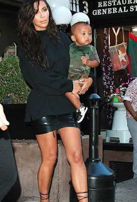 1a5 Kanye West and Kim K step out with their children Saint and North West for lunch in New York