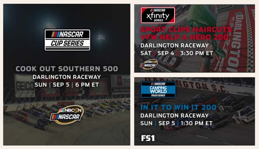 NASCAR Race Mom Weekend Race Schedule for Darlington Raceway and DuQuoin