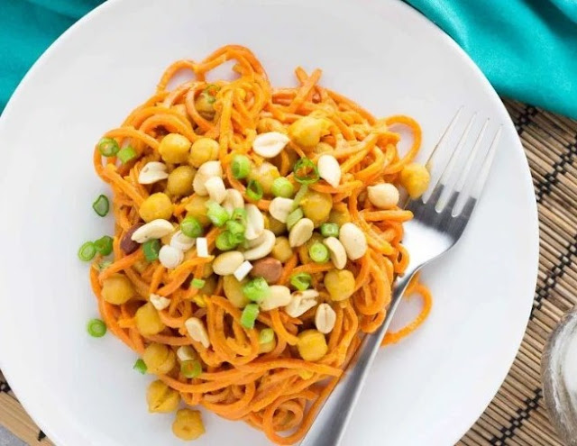 Thai Peanut Sweet Potato Noodles #vegan #plantbased