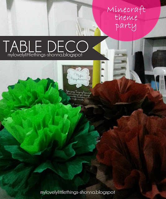 Table decoration, table birthday party, minecraft table ideas