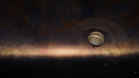 A gas giant with the galactic core in the background