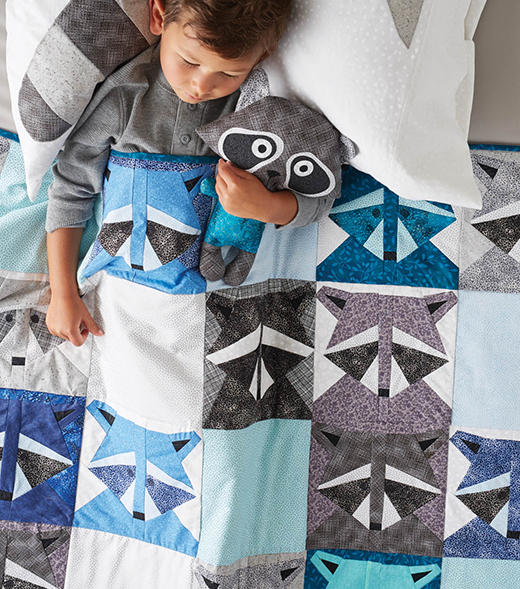 Raccoon Quilt Free Pattern designed by JoAnn Fabrics