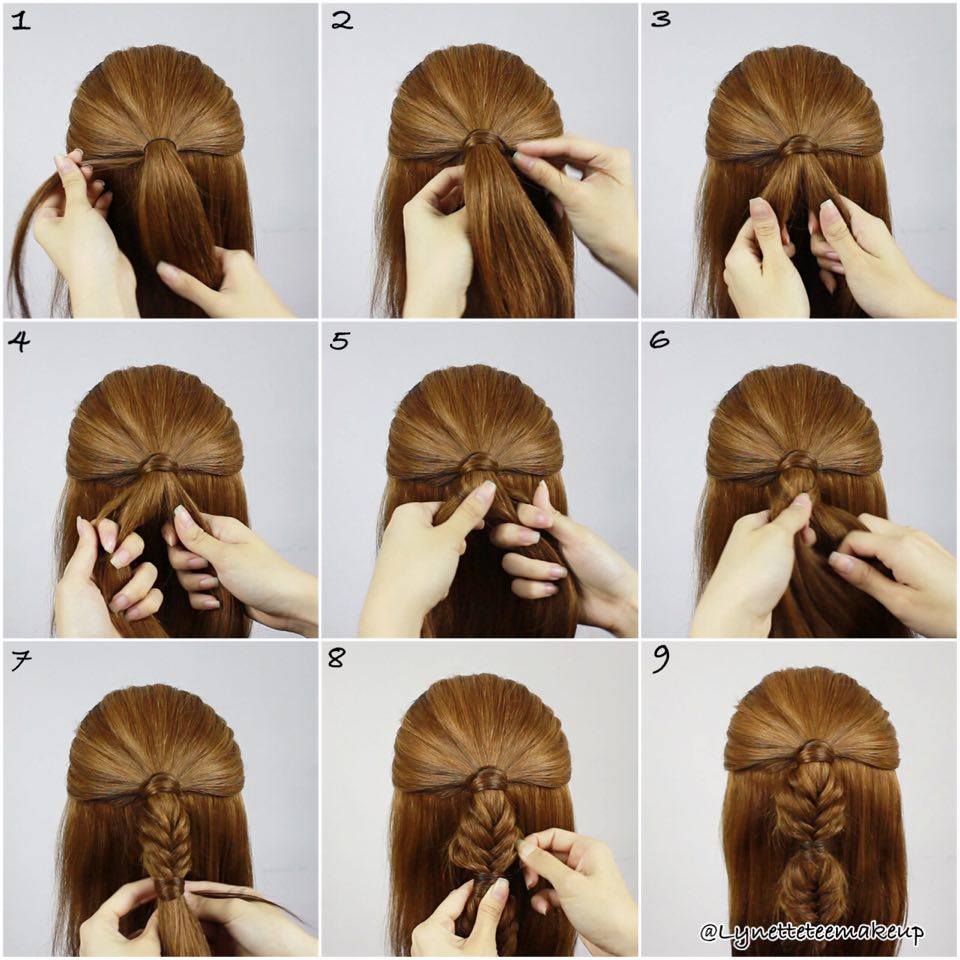 Half Up Half Down Fishtail Braids Tutorial Tee Makeup