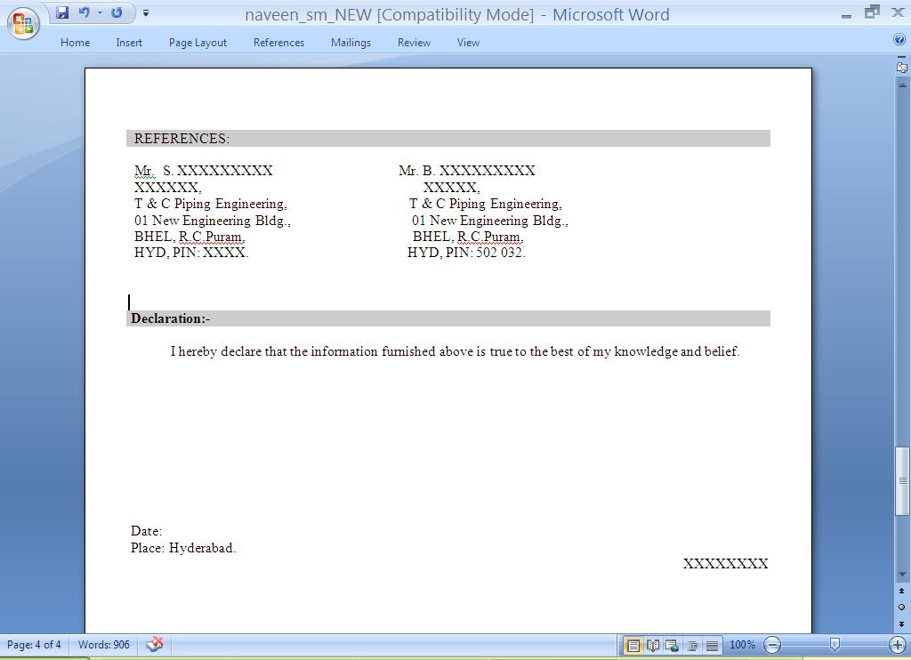 Mahesh InFO: Resume Preparation