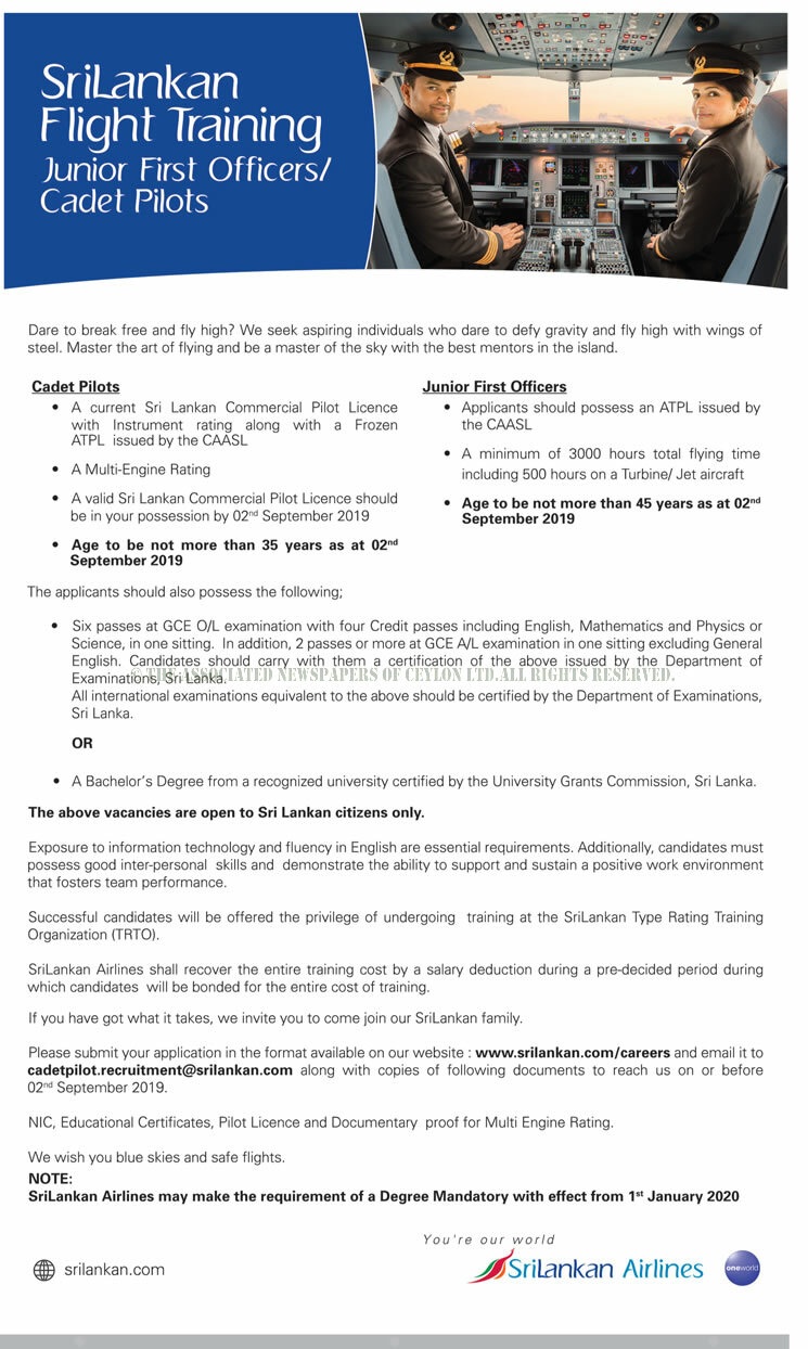 Careers SriLankan Airlines Srilankan Flight Training