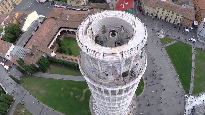 Italian city of Pisa. Photo of the Leaning Tower of Pisa from the top view