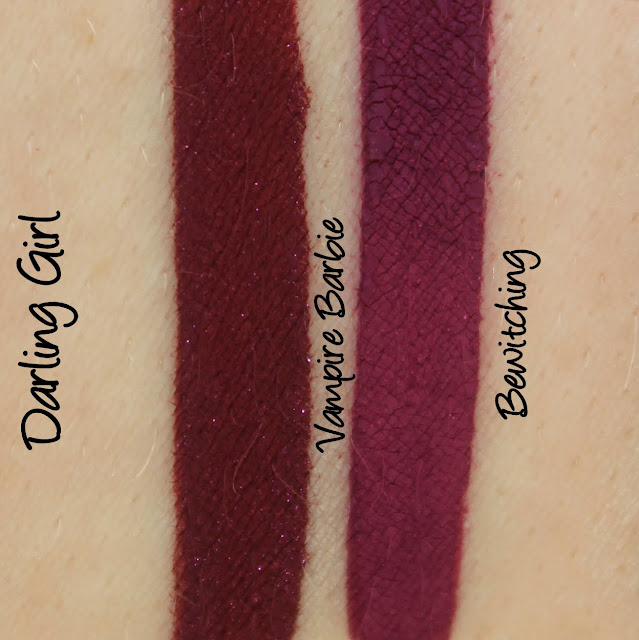 Darling Girl Cosmetics Bewitching Pucker Paint and Vampire Barbie Sparkle Matte-ic Swatches & Review