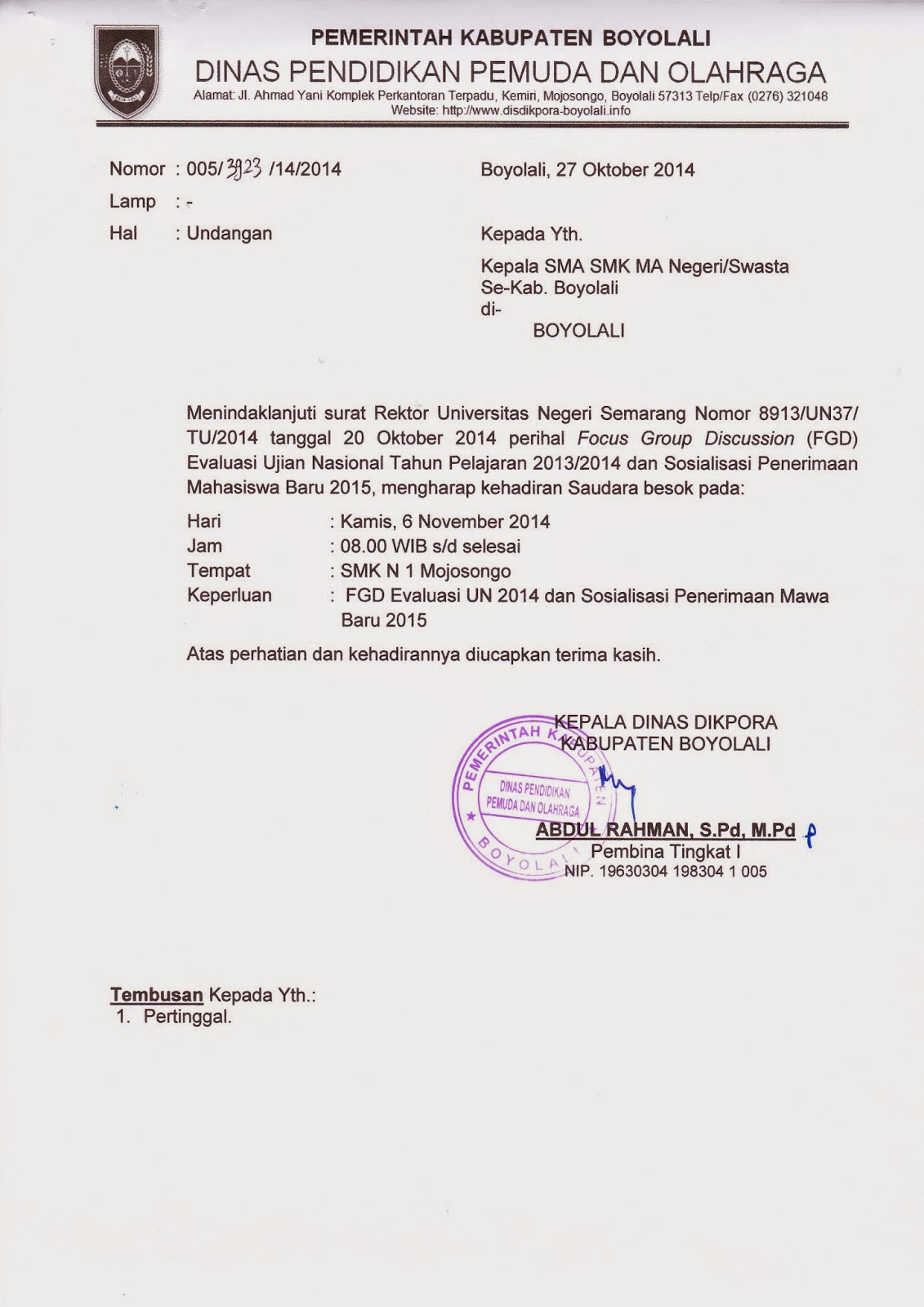 Contoh Surat Undangan Focus Group Discussion Contoh Surat