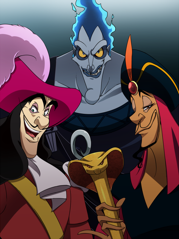 Trio Tenebroso: Hades, Gancho e Jafar.