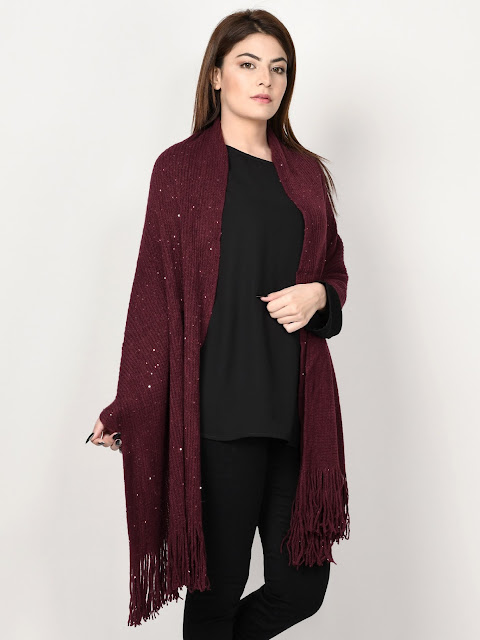 Limelight winter wear women Dark maroon Shawl