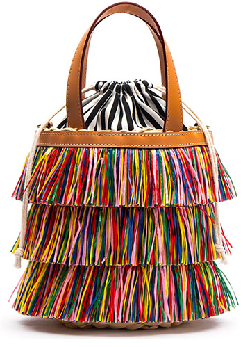 Frances Valentine + Small Rainbow Fringe Bucket Bag