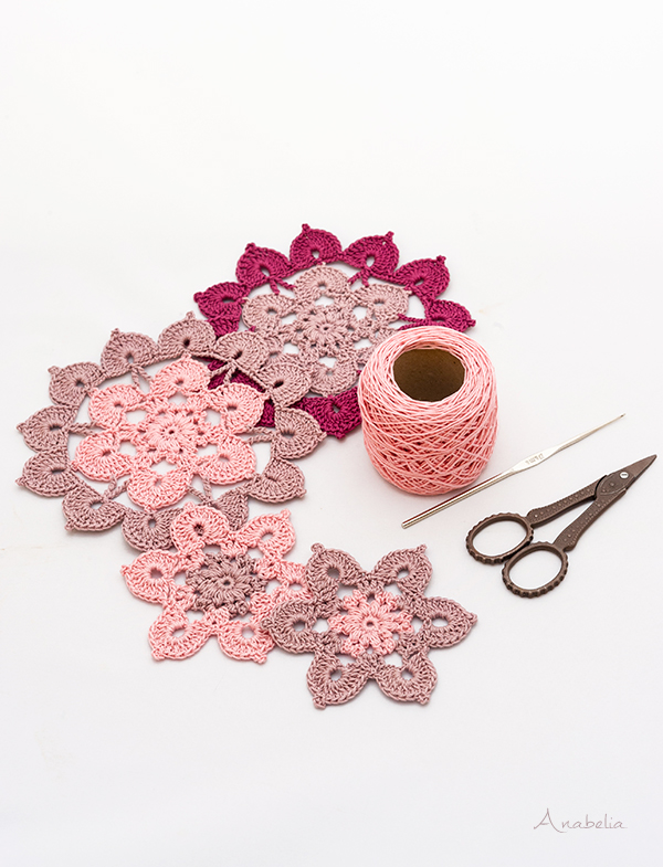 Old Pink crochet table set, Anabelia Craft Design Old Pink crochet table set, Anabelia Craft Design