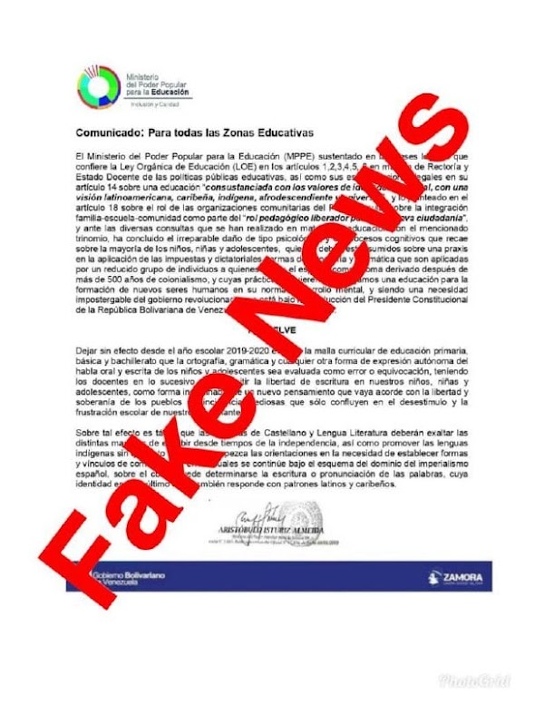 Comunicado del Ministerio de Educación que anuncia fin de la ortografía es falso Comunicado del Ministerio de Educación que anuncia fin de la ortografía es falso