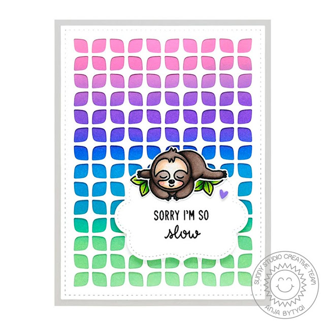 Sunny Studio Stamps: Frilly Frames Silly Sloth Punny Card by Anja Bytyqi