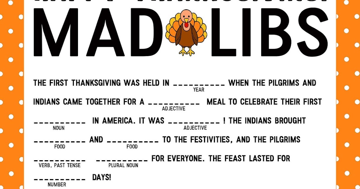 Thanksgiving Mad-Libs Printable