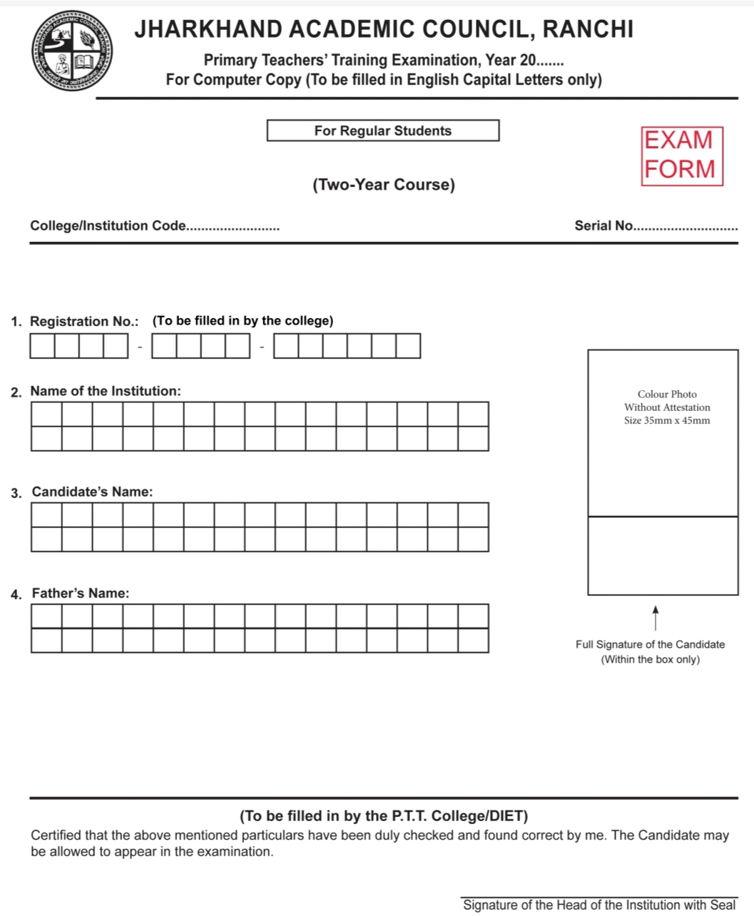 JAC PTT REGISTRATION & EXAM FORM DOWNLOAD 2019 JAC PTT REGISTRATION