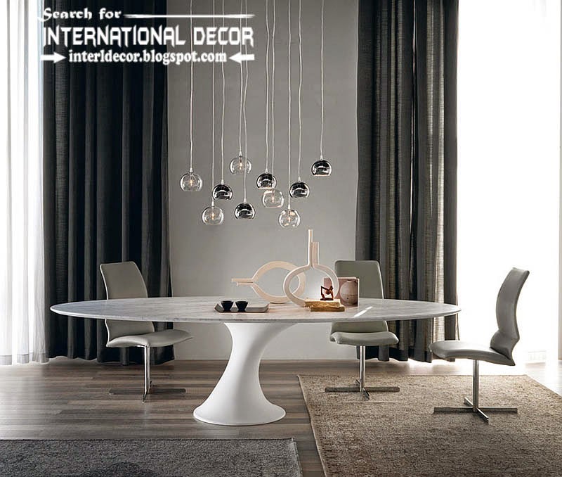 Contemporary dining room sets, table and furniture 2015 with pendant lamps