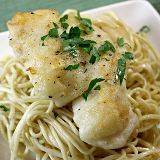 Hake Meuniere over Spaghetti