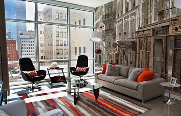 Ideas de salas decoradas con murales - Colores en Casa