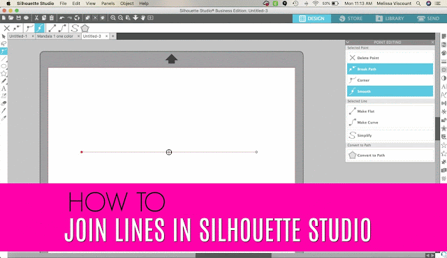 join two lines silhouette studio, silhouette studio, how to join lines in silhouette studio, silhouette 101, silhouette america blog