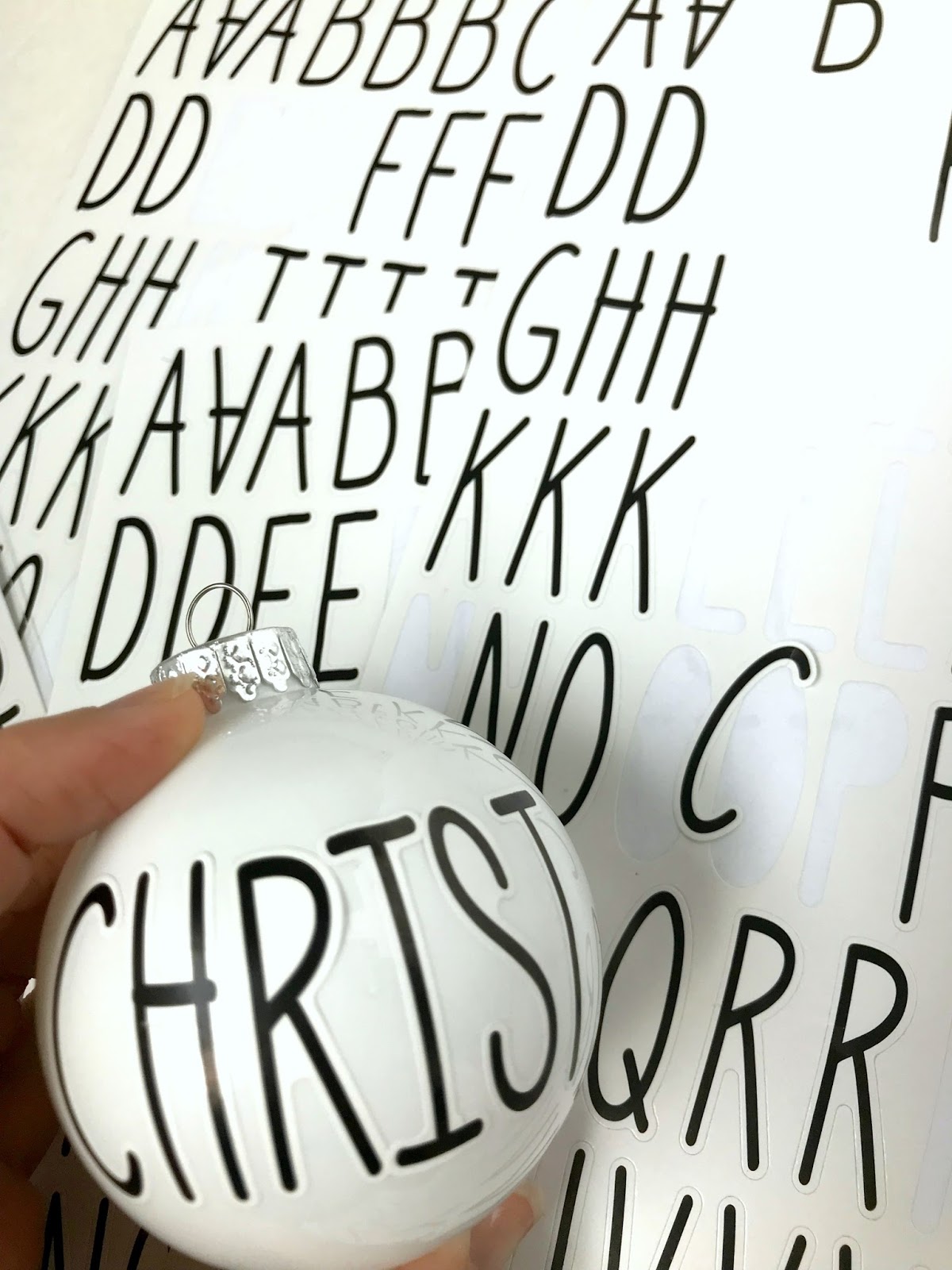 michelle paige blogs Easy Lettered Christmas Ornaments with Stickers