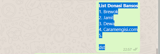 cara membuat list pesan di WA, cara melanjutkan pesan list di Whatsapp, cara membuat daftar list pelajaaran di WA