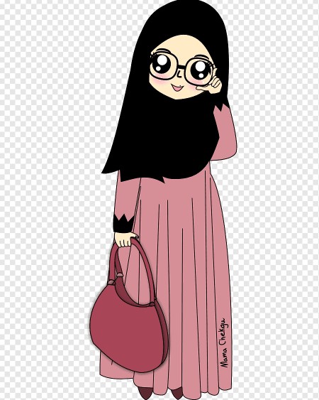 Gambar kartun muslimah berkacamata