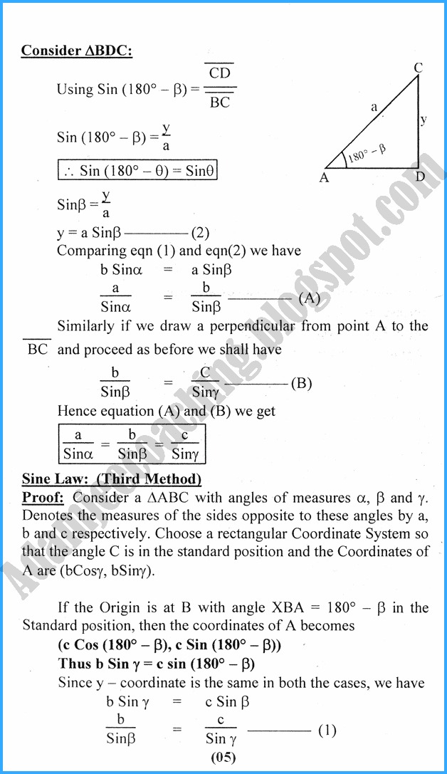 Adamjee Coaching Solutions of Triangles Definitions and Formulae