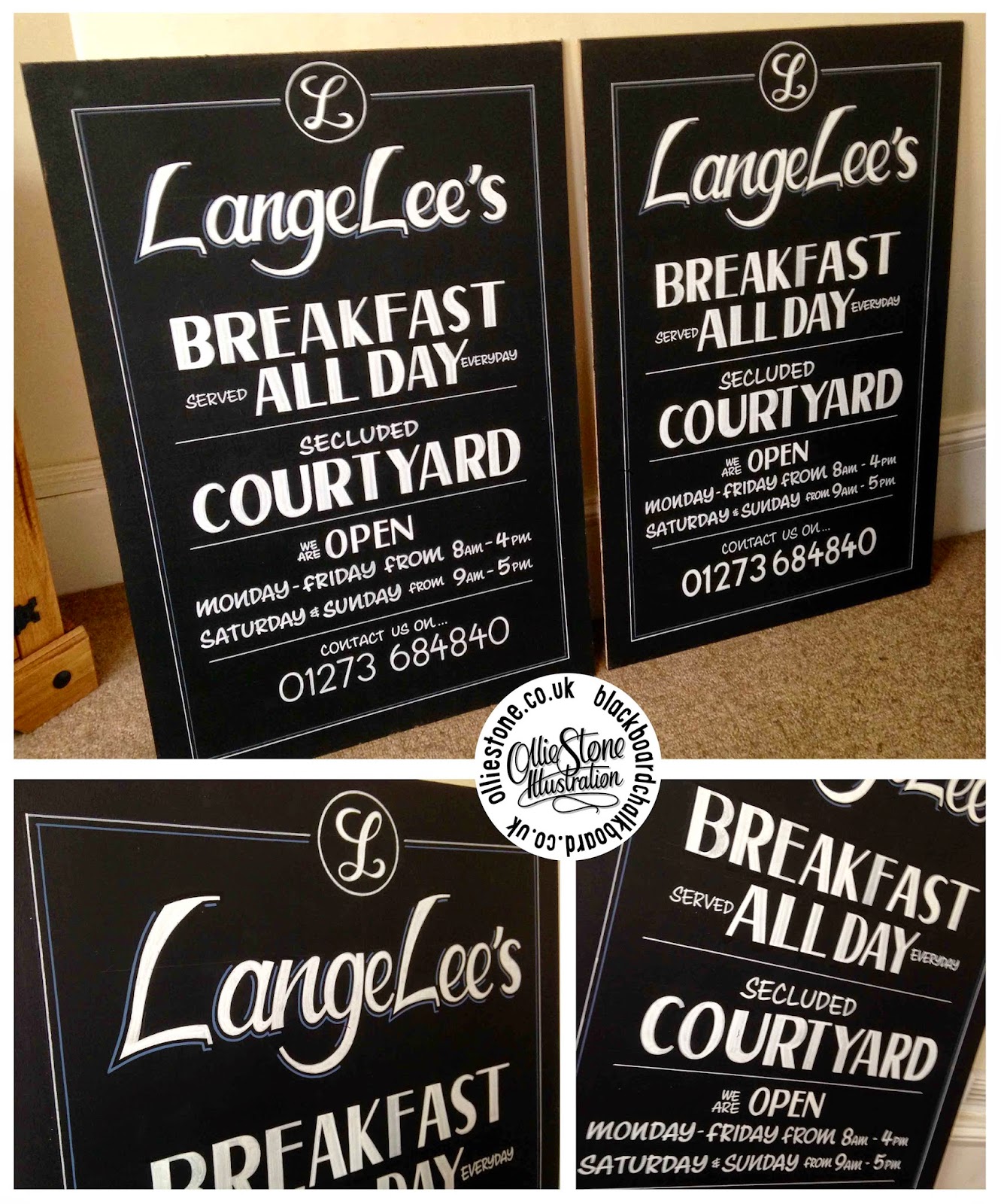 Ollie Stone Illustration by Ollie Stone Blackboard. Chalkboard. Artist. Designer. Sign. Writer