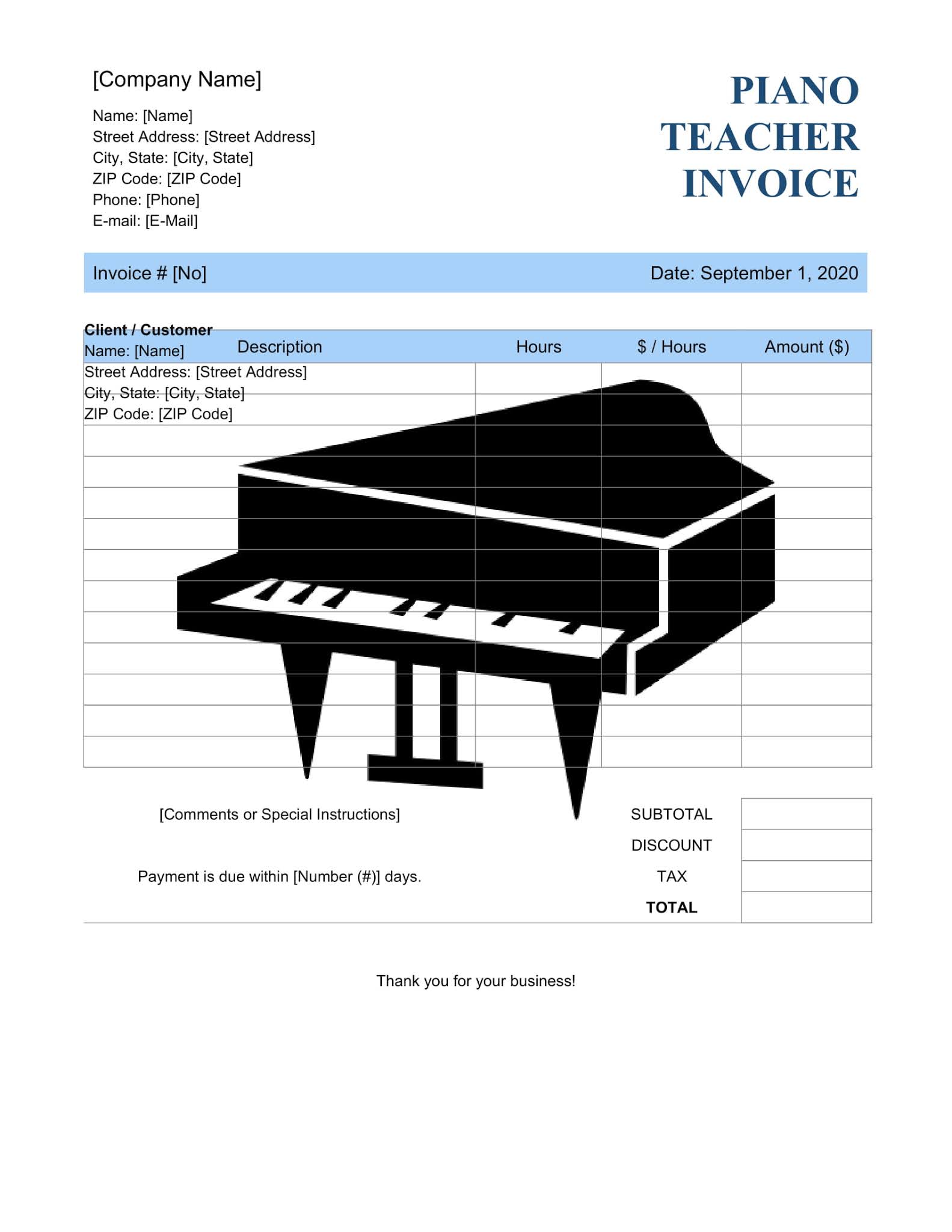 music-lesson-invoice-template