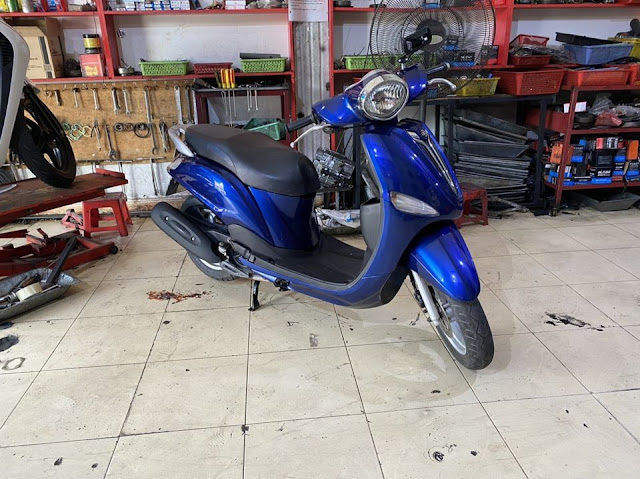 Sơn xe Yamaha Nozza màu xanh candy cực đẹp